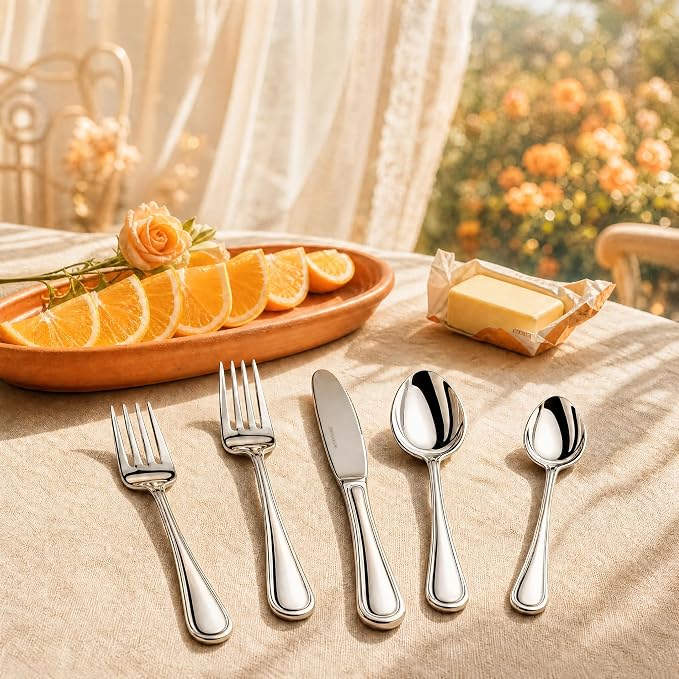 NICE KITCHEN Silverware Set for 8,40 Piece Heavy Duty Cutlery Set | Mirror Polished Stainless Steel Flatware Set,Dishwasher Safe Utensil Set with Knives Forks Spoons,Luster Series
