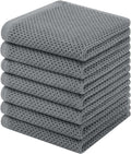 Homaxy 100% Cotton Waffle Weave Kitchen Dish Cloths, 7-Pack, Grey | 12 x 12 Inches, Ultra Soft Absorbent Dish Towels, Quick Drying Dish Rags with Hanging Loop