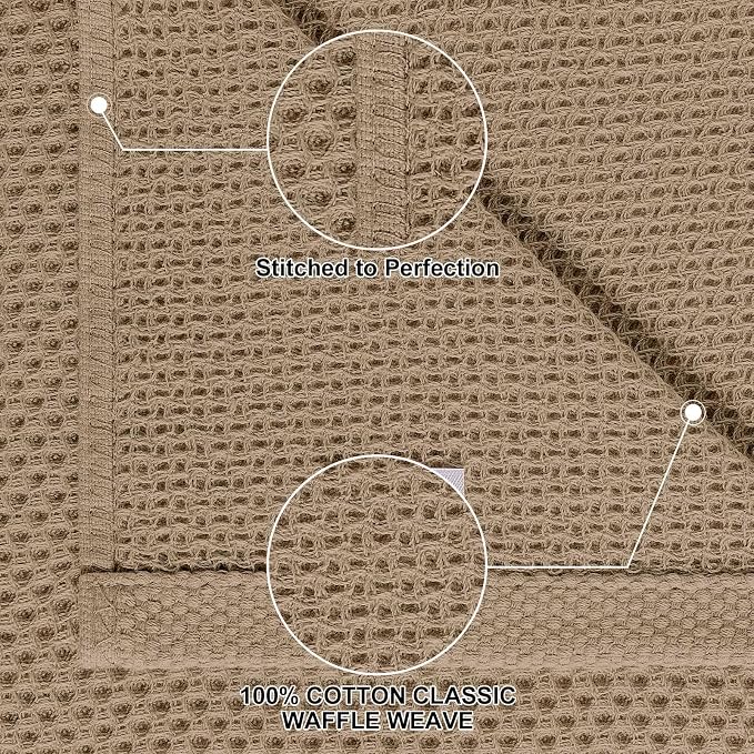 Homaxy 10 Pack 100% Cotton Kitchen Towels and Dishcloths Set, Tan | 12 x 12 Inches and 13 x 28 Inches Kitchen Towels Set, Ultra Soft Absorbent Dish Cloths for Washing Dishes