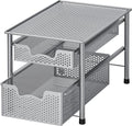 Simple Houseware Stackable 2 Tier Sliding Basket Organizer Drawer, Silver