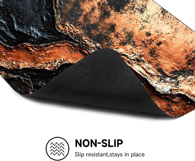 Black Gold Marble Stove Cover 28.3 x 20.5 Inches, Abstract Stove Top Protector, Heat Resistant Non Slip Glass Electric Stove Cover Board, Modern Luxury Kitchen Decor Mat (Black Brown)