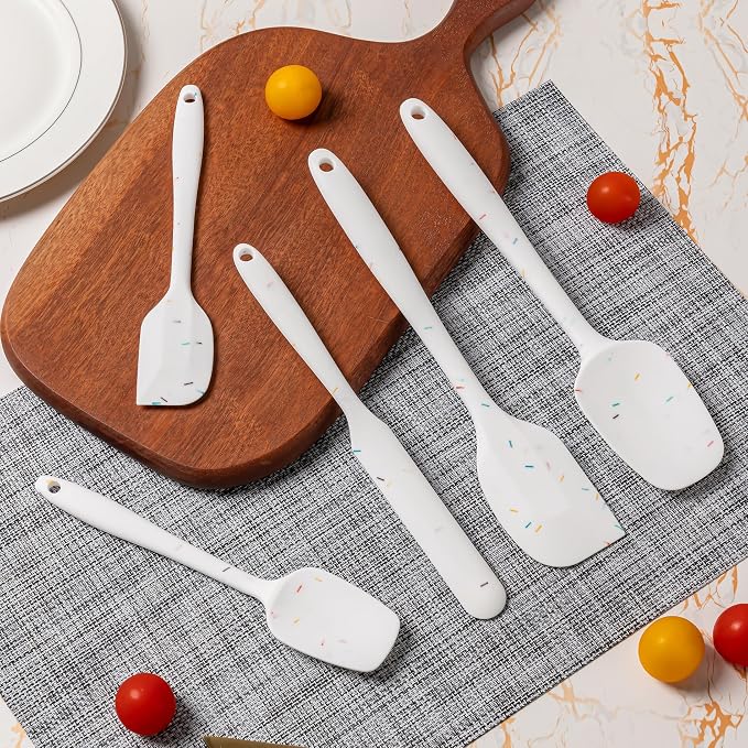 Silicone Spatula Set,5 Piece Food Grade Rubber Spatulas,Candy Color | Spatulas Silicone Heat Resistant for Baking,Cooking,and Mixing High Heat Resistant Non Stick Dishwasher Safe BPA-Free