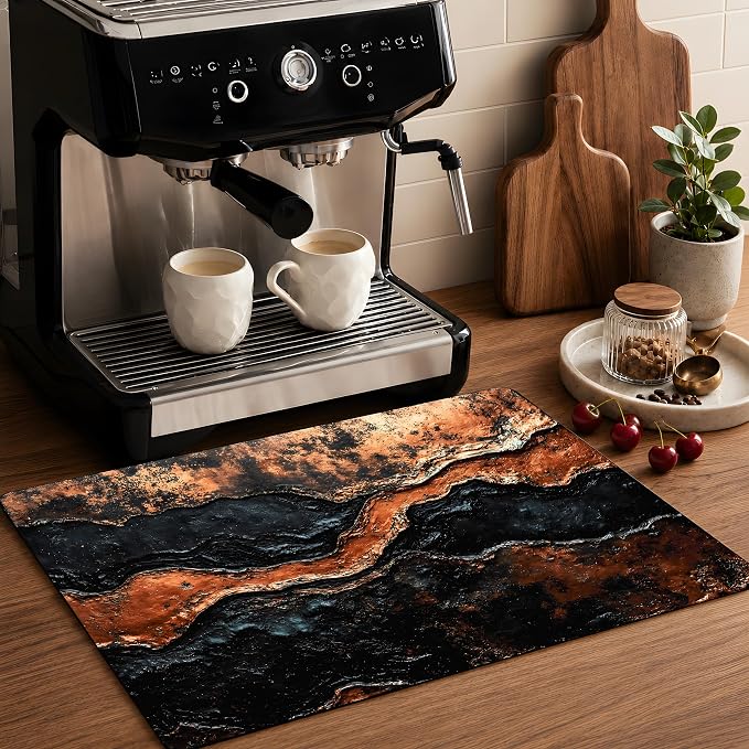 Black Gold Marble Stove Cover 28.3 x 20.5 Inches, Abstract Stove Top Protector, Heat Resistant Non Slip Glass Electric Stove Cover Board, Modern Luxury Kitchen Decor Mat (Black Brown)