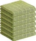 Homaxy 100% Cotton Terry Kitchen Towels, 6 Pack, Olive Green | Ultra Soft and Absorbent Dish Towels for Kitchen, Suitable for Drying and Washing Dishes