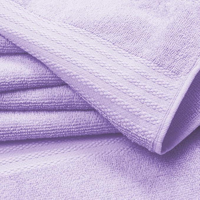 GLAMBURG Ultra Soft 6-Piece Hand Towel Set 16x28-100% Ringspun Cotton - Durable & Highly Absorbent Hand Towels - Ideal for use in Bathroom, Kitchen, Gym, Spa & General Cleaning - Purple