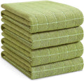 Homaxy 100% Cotton Terry Kitchen Towels, Large 4 Pack, Olive Green | Ultra Soft and Absorbent Dish Towels for Kitchen, Suitable for Drying and Washing Dishes