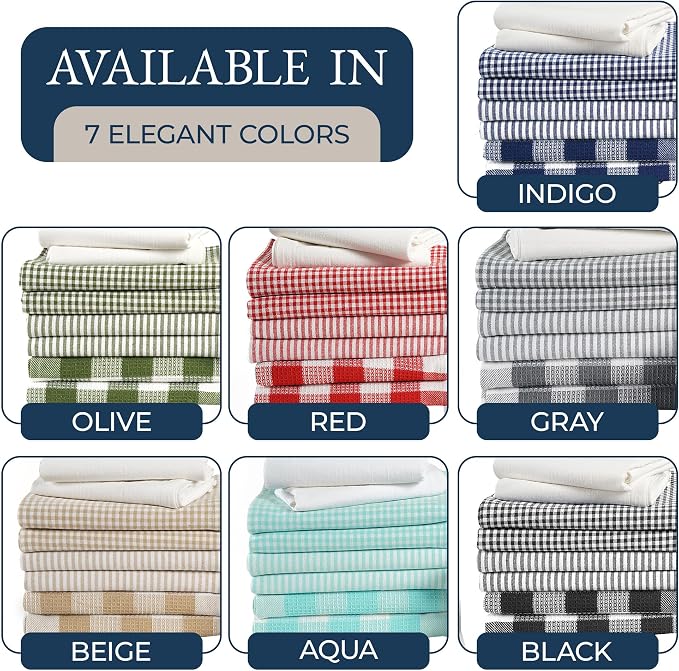 LANE LINEN Kitchen Towels and Oven Mitt Set 20 Pc - Lint Free Cotton Dish Towels for Kitchen Drying, Cozy Terry Dish Rags, Flour Sack Towels for Sourdough Bread Proofing & Quilted Pot Holders - Grey