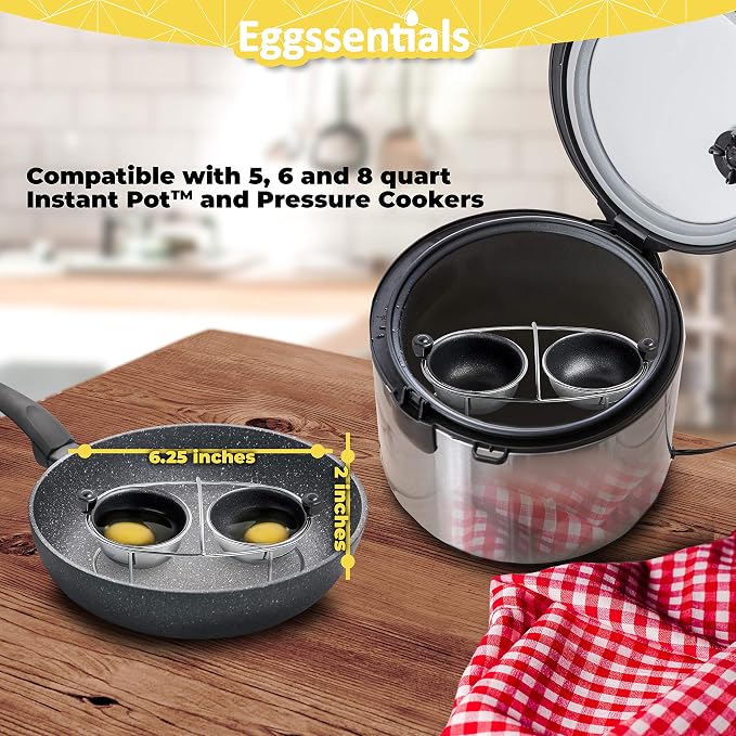 Egg Poacher Insert Stainless Steel Poached Egg Cooker Eggs Poaching Cup PFOA Free Egg Poachers Nonstick, Egg Spatula is Heat Resistant Non-Stick Pancake Spatula