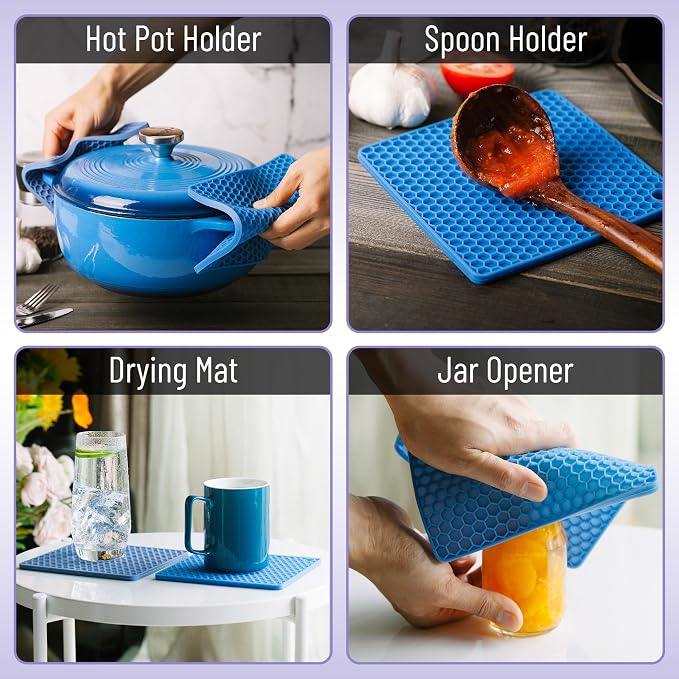 BTaT Silicone Trivet Mats, 2 Pack, Gray Silicone Trivets for Hot Pots and Pans