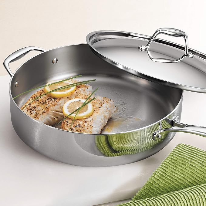 Tramontina Signature Tri-Ply Clad Stainless Steel 6-Quart Saute Pan | Induction-Ready Cooking Pan, Dishwasher-Safe, NSF-Certified, Made in Brazil