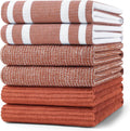 Homaxy Cotton 380 GSM Premium Kitchen Towels, 18"x 28", 6 Pack, Rust | Soft and Absorbent Terry Dish Towels, Multipurpose Tea Towel Set with Hanging Loop, 3 Styles Kitchen Hand Towels