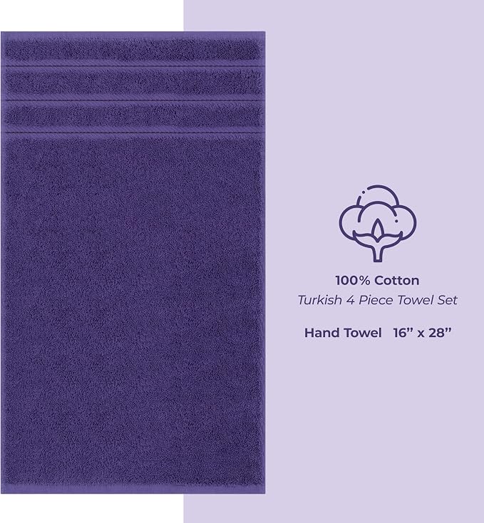 American Soft Linen 100% Cotton Luxury Turkish Towels, 4 PC Hand Towel Set | Soft Absorbent Quick Dry OEKO Tex Standard 100 Certificated Durable Machine Washable Premium Hotel Quality