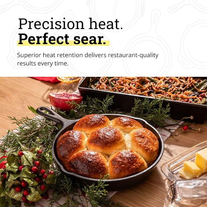 Lodge Seasoned Cast Iron Skillet 9 Inches - PFAS-Free, Non-Toxic Cookware - Use with an Oven, Stove, Grill, or Campfire - Naturally Non-Stick & Oven Safe