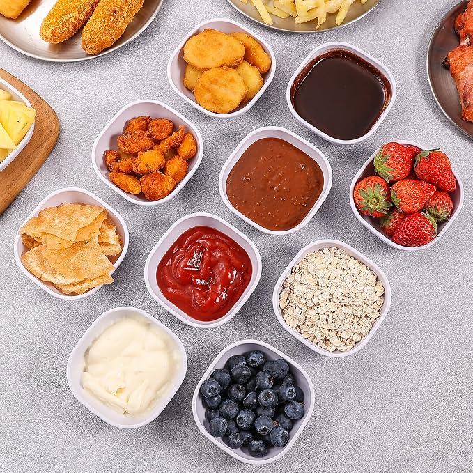 SHECIPIN 12 pack wheat straw dipping bowls 4.5oz,alternative plastic soy sauce dishes,unbreakable small dessert bowls microwave and dishwasher safe for snack,sushi,condiment (white)