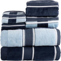 Lavish Home Bathroom Towels Set, Bathroom Accessories, Navy, Set of 6 | Includes 2 Bath Sheets, 2 Hand Towels, and 2 Wash Cloths, Soft 525 GSM 100% Cotton Set for Shower, Gym, Dorm, and Spa