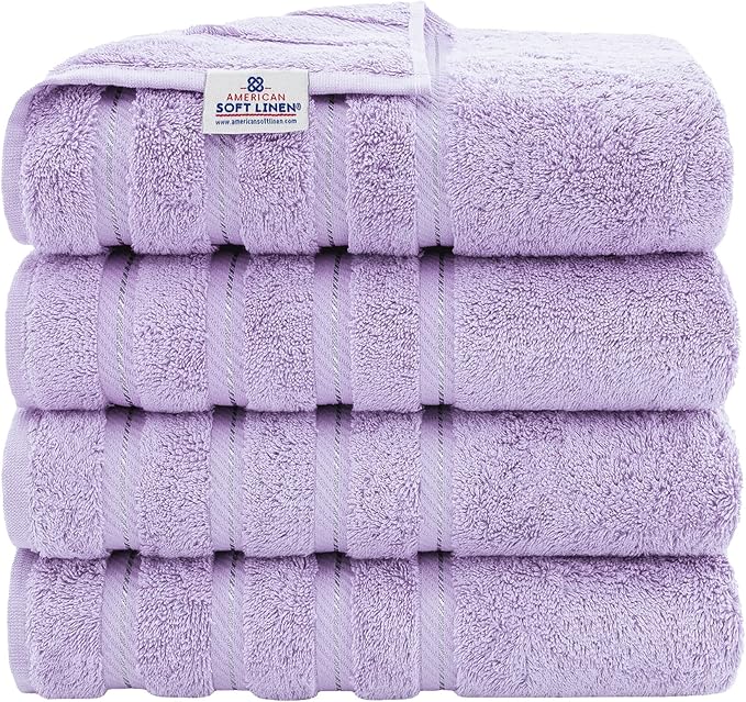 American Soft Linen 100% Cotton Luxury Turkish Towels, 4 PC Bath Towel Set | Soft Absorbent Quick Dry OEKO Tex Standard 100 Certificated Durable Machine Washable Premium Hotel Quality