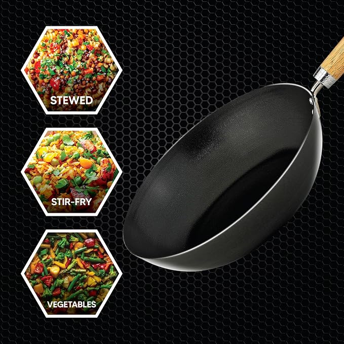 Helen's Asian Kitchen Xylan Non-Stick Wok, 12-Inch Flat Bottom Wok