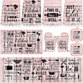Fourluoo 10 Pcs Pink Kitchen Decor Set Pink Woodgrain Dish Towels Kitchen Rugs Oven Mitts and Pot Holders Farmhouse Decor for Cooking Baking Grilling Women Mom Gift