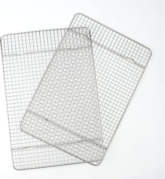 Spring Chef 10" x 15" Stainless Steel Cooling Rack for Baking, Set of 2 | Heavy Duty Cookie Cooling Rack for Kitchen, Oven Safe Wire Rack for Baking, Fits Jelly Roll Pan, Dishwasher Safe
