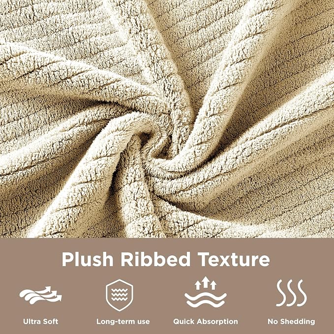 8 Piece Bath Towels Set, 2 Oversized 35 * 70 in Bath, 2 Hand, 4 Wash | Luxury Soft Microfiber, Super Absorbent Thick, Quick Dry, Shower Towels for Bathroom, Spa & Hotel, Beige