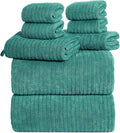 8 Piece Bath Towels Set, 2 Oversized 35 * 70 in Bath, 2 Hand, 4 Wash | Luxury Soft Microfiber, Super Absorbent Thick, Quick Dry, Shower Towels for Bathroom, Spa & Hotel, Teal Green