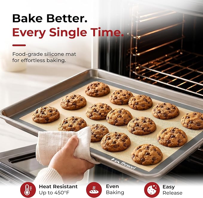Silicone Baking Mats Half Sheet Non Stick for Oven Reusable 4 Pack - Thick Heavy Duty Silicone Baking Mat Cookie Sheet 1/2 Size for Macaron & Pastry - Half Size Rectangular Cooking Oven Liner Pad