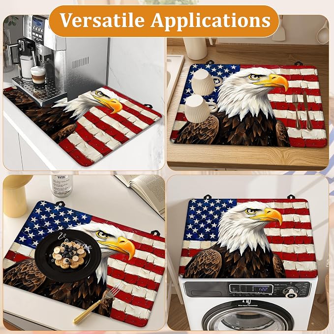 Electric Stove Top Cover,Bald Eagle Stove Cover for Glass Top Electric Stove,American Flag Heat Resistant Flat Top Stove Mat Countertop Protector, 28 x 20 Inch