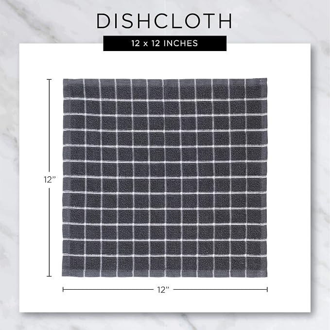 DII Everyday Kitchen Assorted Dishcloth Set of 5, 12x12, Antique Green