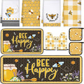 Fourluoo 10 Pcs Bee Themed Kitchen Decor Set Dish Towels Kitchen Rugs Oven Mitts and Pot Holders for Cooking Baking Grilling Women Mom Gift