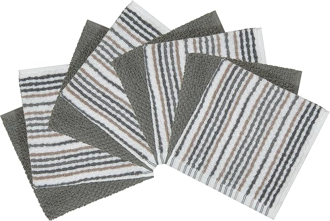 Bumble Dish Cloths 8-Pack, 100% Cotton Kitchen Towels, 12"x12" Grey | 430 GSM Soft Dish Towels for Kitchen, Highly Absorbent & Durable Kitchen Rags for Washing Dishes