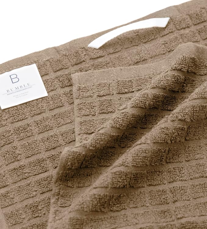 Bumble Kitchen Towels (6-Pack), 16"x28", 100% Cotton Dish Towels - Tan | 380 GSM | Soft kitchen hand towels , Highly Absorbent & Durable Dish Towels for kitchen with Hanging Loop