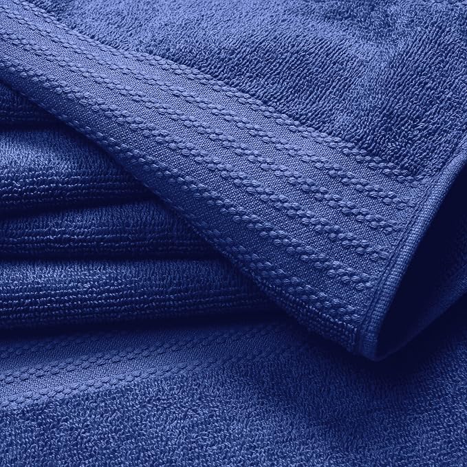 GLAMBURG Ultra Soft 12-Piece Washcloths Set 13x13-100% Ringspun Cotton - Durable & Highly Absorbent Face Towels - Ideal for use in Bathroom, Kitchen, Gym, Spa & General Cleaning - Navy Blue