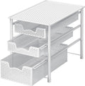 Simple Houseware 3 Tier White Alloy Steel Sliding Basket Organizer Drawer Cabinet | 3 Tier White Alloy Steel Sliding Basket Organizer Drawer Cabinet