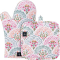 BONTHEE Oven Gloves Heat Resistant Potholder Set Oven Gloves with Anti-Slip Striped Cooking Gloves for Cooking Baking - 2PCS