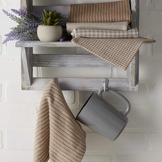 DII Everyday Kitchen Assorted Dishcloth Set of 5, 12x12, Stone