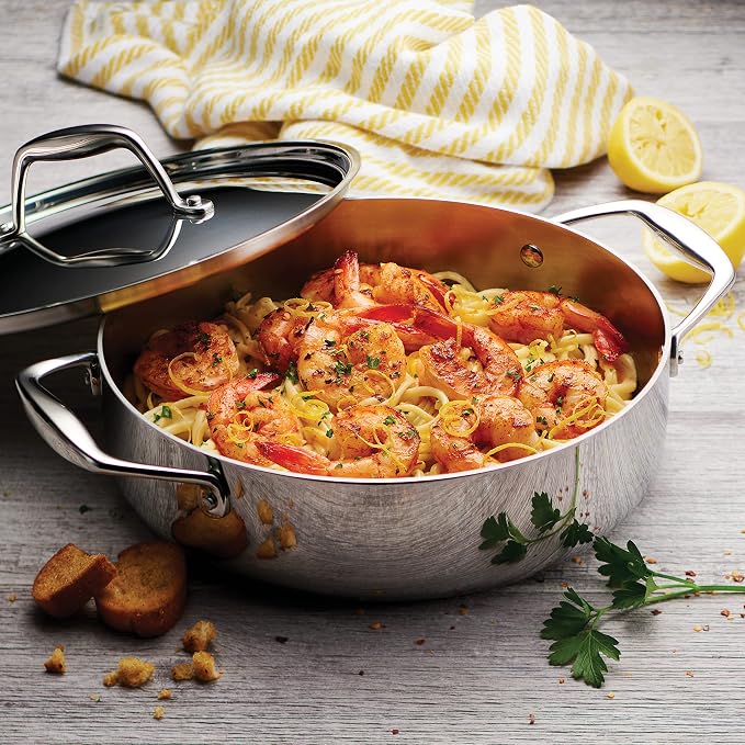 Tramontina Signature Tri-Ply Clad Stainless Steel 3-Quart Braiser Pan | Induction-Ready, Dishwasher-Safe, NSF-Certified, Made in Brazil