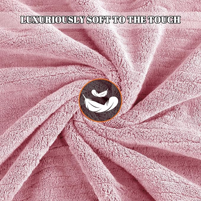 4 Pack Bath Towels Set 35 x 70in Extra Large, Ultra Soft Microfiber | Luxury Thick High Absorbent and Quick Dry Bath Sheet for Bathroom, Beach, Yoga, Sport,SPA, Fitness, Pink