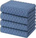 Homaxy 100% Cotton Terry Kitchen Towels(15" x 25", 4 Pack), Navy Blue | Soft and Super Absorbent Dish Towels, 380 GSM Reusable Tea Towel with Hanging Loop, Pineapple Grid Designed