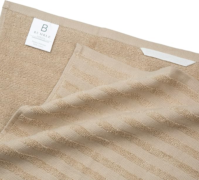 Premium Kitchen Towels 6 Pack 100% Cotton, 20"x28" - Tan Solid | Large 450 GSM Terry Dish Towel, Kitchen Hand Towels with Hanging Loop, Highly Absorbent for Washing and Drying Dishes