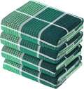 Bright Large Kitchen Towels, 4-Pack, 16 Inch x 26 Inch Buffalo Check Dish Towels for Washing Drying Dishes, Colorful Waffle Design Tea Towel Bar Towel (Green)