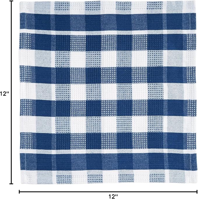LANE LINEN 100% Cotton Kitchen Dish Cloths, Ultra Soft Absorbent Quick Drying Dish Towels, Multiweave Wash Cloths Dish Towel Sets, 12x12 Inches, 12 Pack - Navy