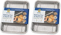 Quarter Sheet Pan with Wire Rack Set - Includes Premium Aluminum Baking Sheet with 100% Stainless Steel Baking Rack, Cookie Cooling Racks with 1/4 Pan Commercial Quality (Pack of 2)