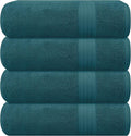 GLAMBURG Premium Cotton 4 Pack Bath Towel Set - 100% Pure Cotton - 4 Bath Towels 27x54 - Ideal for Everyday use - Ultra Soft & Highly Absorbent - Teal