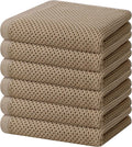 Homaxy 100% Cotton Waffle Weave Kitchen Dish Towels 6-Pack, Tan | 13 x 28 Inches, Ultra Soft Absorbent Dish Towels, Quick Drying Cleaning Towels