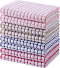 Mordimy Cotton 8 Pack Terry Kitchen Towels, 16 x 25 Inches | Super Soft and Absorbent Dish Towels, Quick Drying Hand Towels for Kitchen Drying, Blue/Pink/Red/Brown