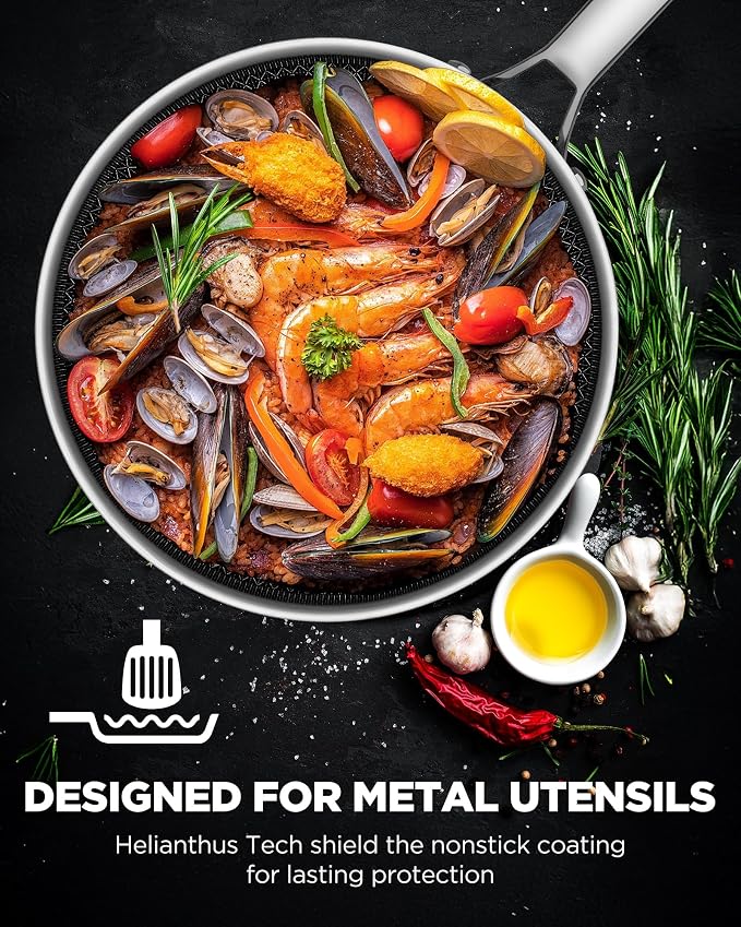 Nonstick Sauce Pan with Lid, Non-Toxic Tri-Ply Hybrid Ceramic Saucepan, 2.5 Quart Stainless Steel Pans, PFAS/PFOA/PTFE Free, Dishwasher & Oven Safe, Induction Compatible