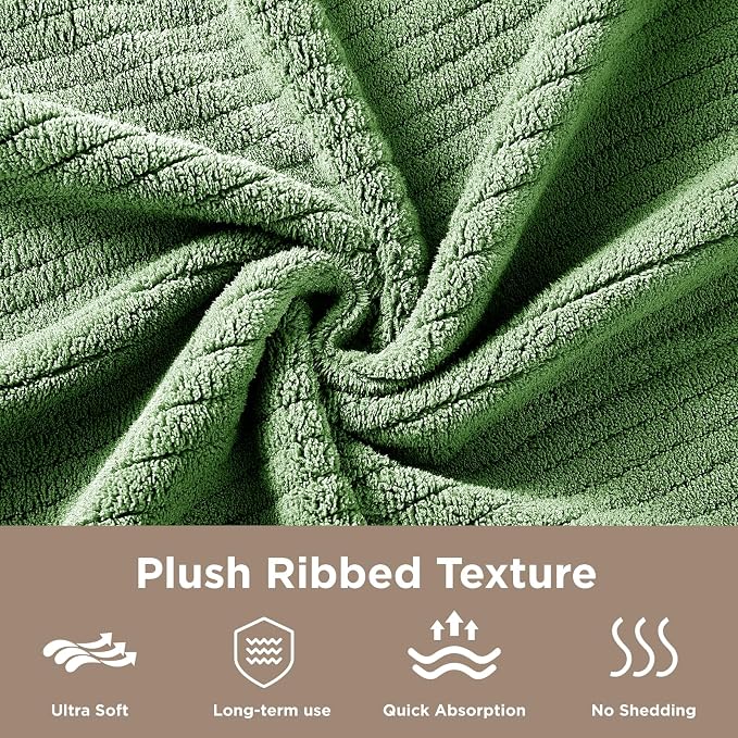 8 Piece Bath Towels Set, 2 Oversized 35 * 70 in Bath, 2 Hand, 4 Wash | Luxury Soft Microfiber, Super Absorbent Thick, Quick Dry, Shower Towels for Bathroom, Spa & Hotel, Sage Green