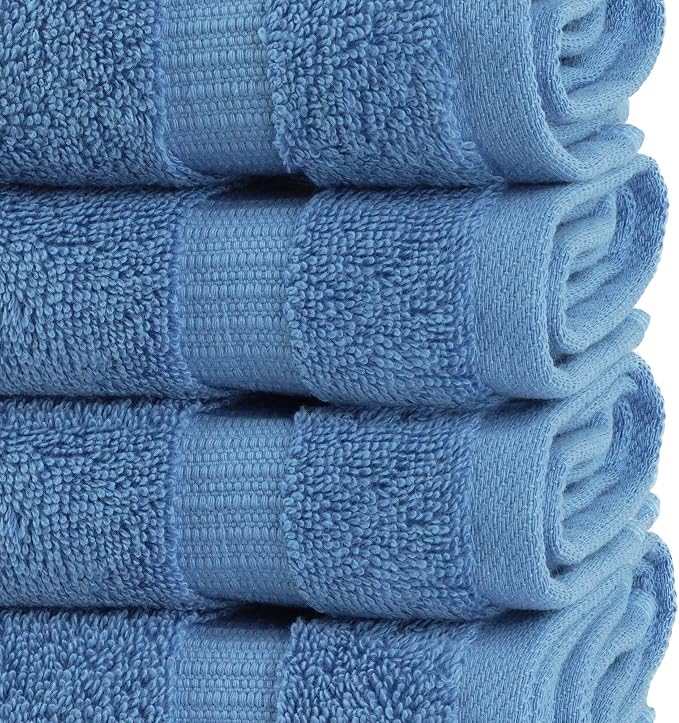 Chakir Turkish Linens 12 Piece Washcloth Set, 100% Cotton Luxury Turkish Washcloths for Bathroom, Soft Absorbent Washcloths, 13 x 13 Inches, Wedgewood