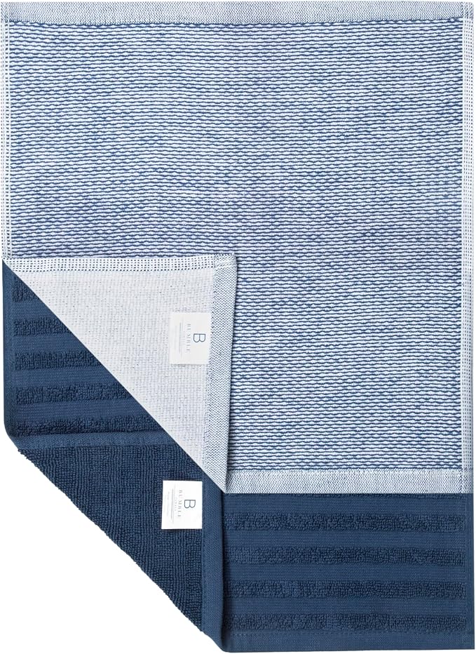 Bumble Premium Dish Cloths 13"x13" (6 Pack) | 100% Natural Ring Spun Cotton | 400 GSM | Highly Absorbent & Soft |Yarn Dyed & Solid Dyed Terry Dish Cloth Set - Blue
