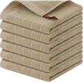 Homaxy 100% Cotton Terry Kitchen Dish Cloths, 6 Pack, Tan | Ultra Soft and Absorbent, Suitable for Drying and Washing Dishes